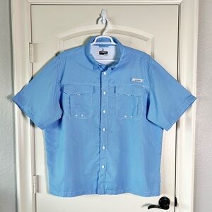Habit Performance Fishing Shirt 2XL Blue Gingham Plaid Vented Back Pockets